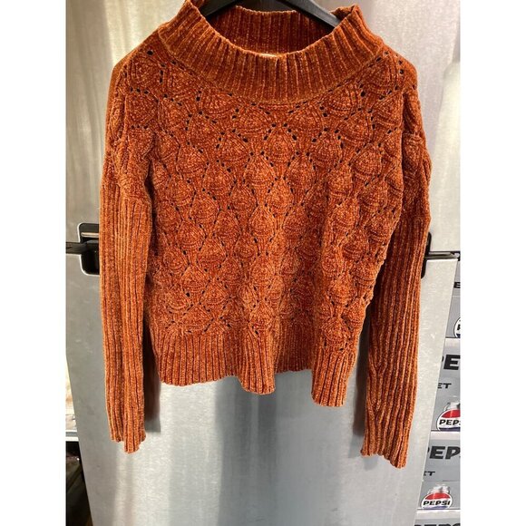 Rust Orange Chenille Sweater By Moral Fiber Women’s Sz L‎ - Picture 1 of 13